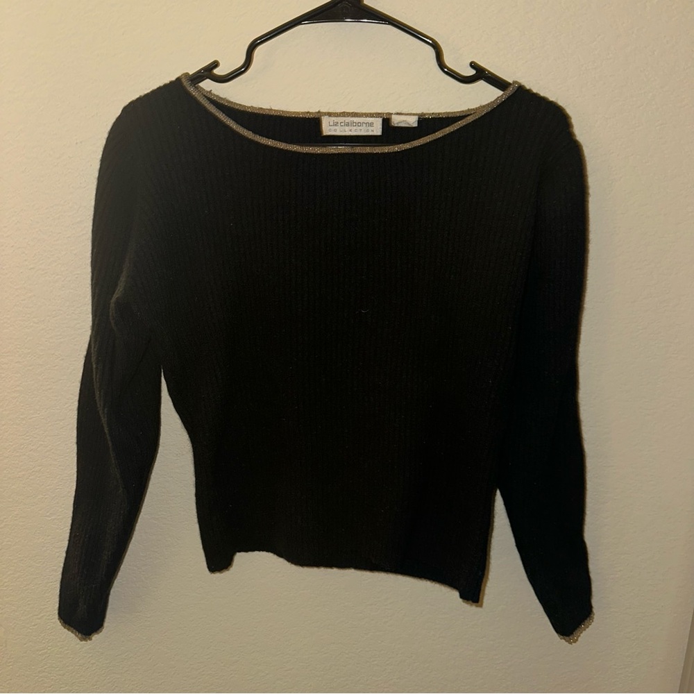 Vintage Liz Claiborne Black Crew Neck Sweater